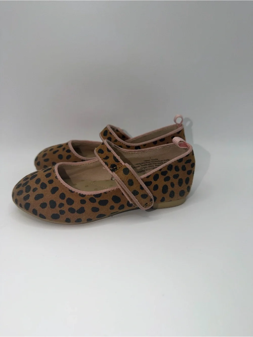 Cat & Jack Brown Leopard Print Mary Jane Shoes with Pink Trim